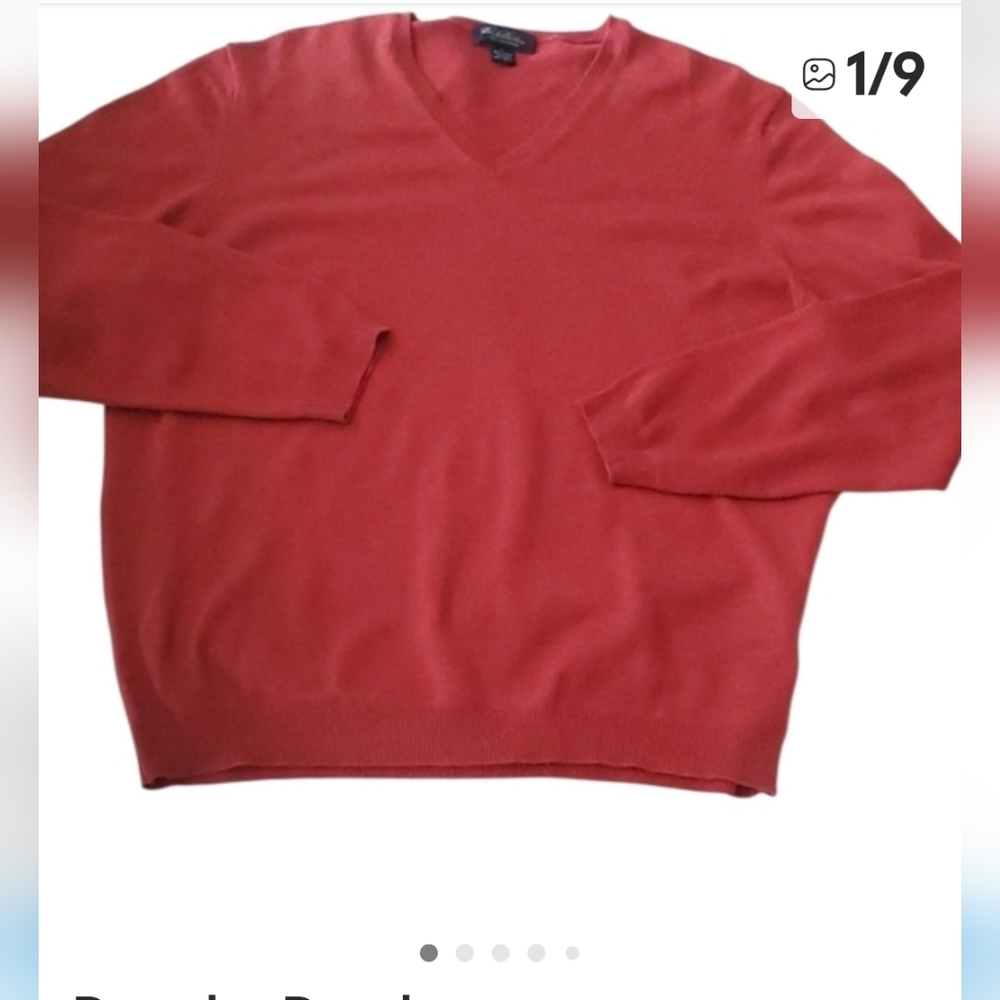 Brooks Brothers Men's V-Neck Sweater in Vibrant Burgundy 100% Cashmere - Picture 10 of 10